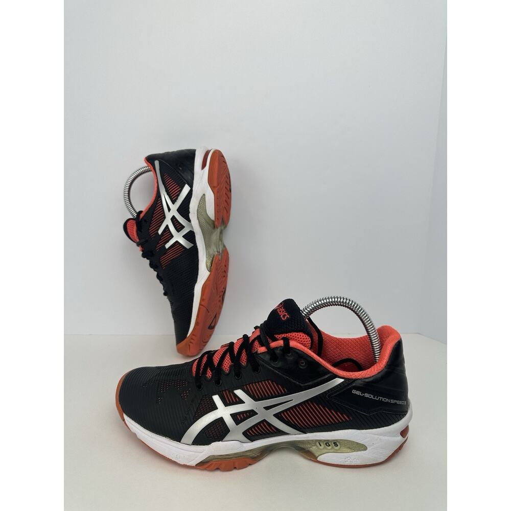 ASICS Gel Solution Speed 3 Tennis Shoes Women’s Size 8 Black Orange